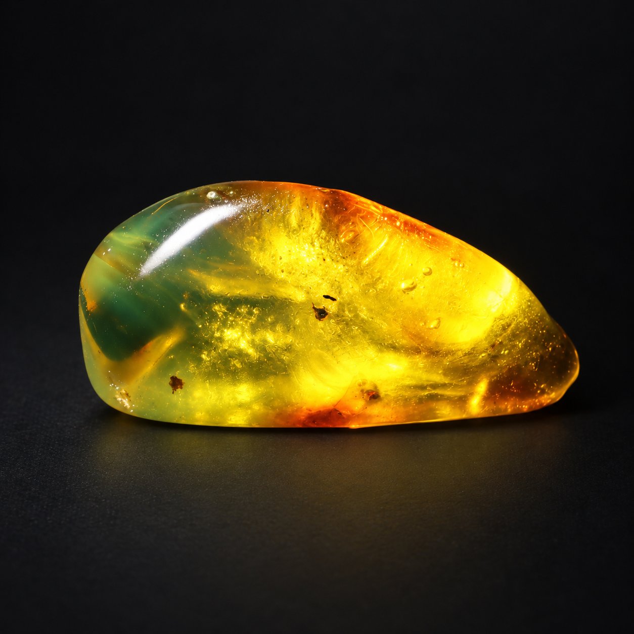 Real orange green polished Dominican amber 39mm – photo 10