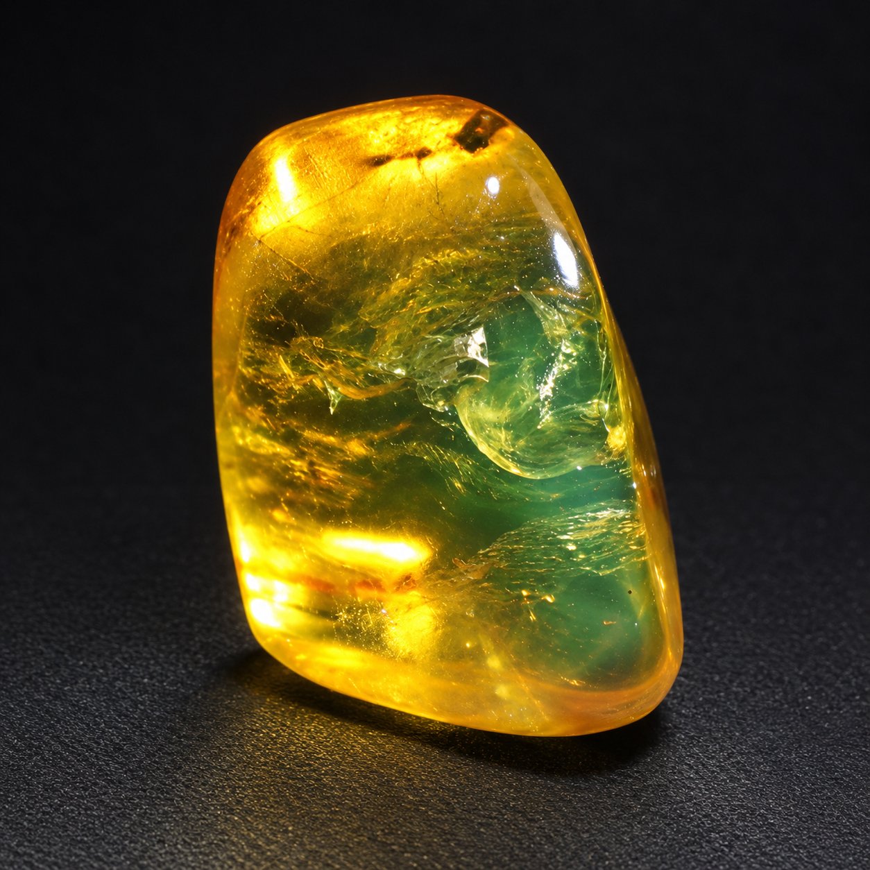 Authentic yellow green polished Dominican amber 29mm – photo 8