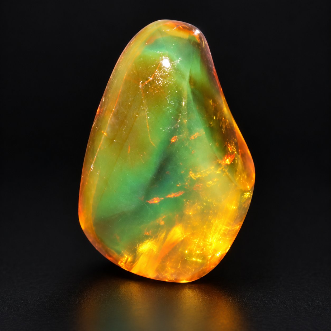Authentic yellow green polished Dominican amber 25mm – photo 5