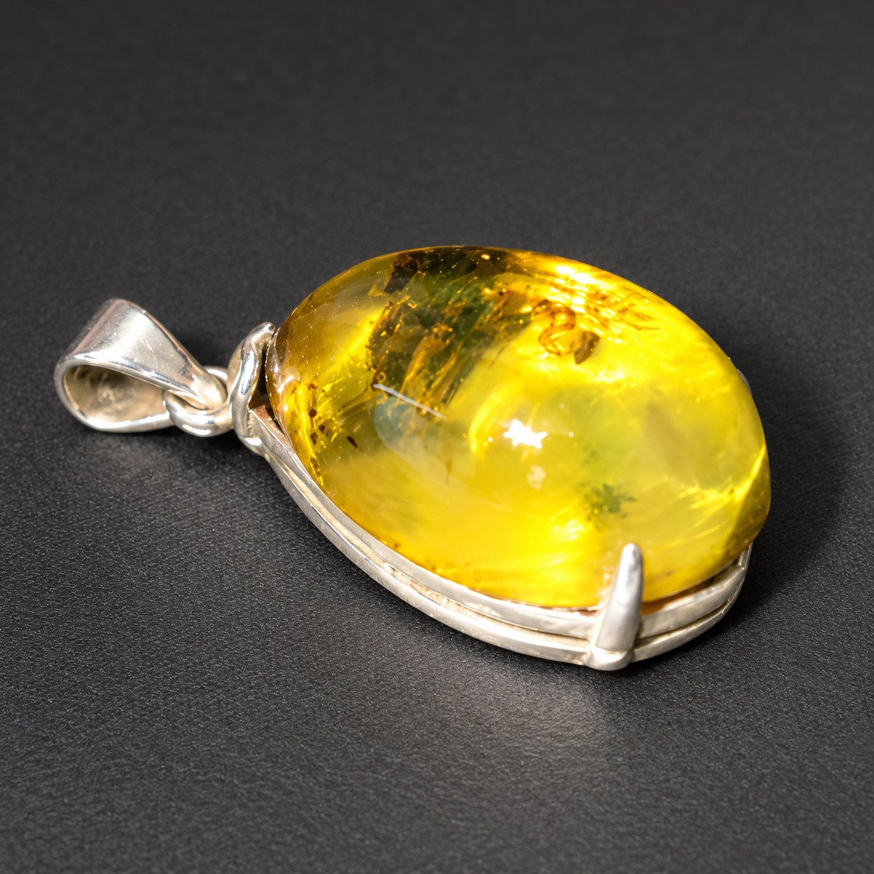 Studio made olive green Dominican amber sterling silver pendant 3.1g – photo 9