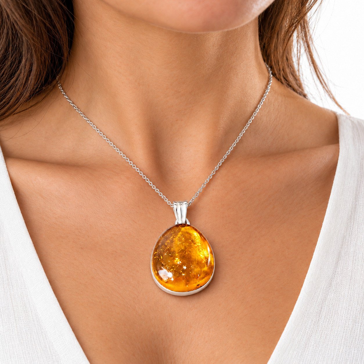 Boutique crafted yellow green Dominican amber sterling silver pendant 4g
