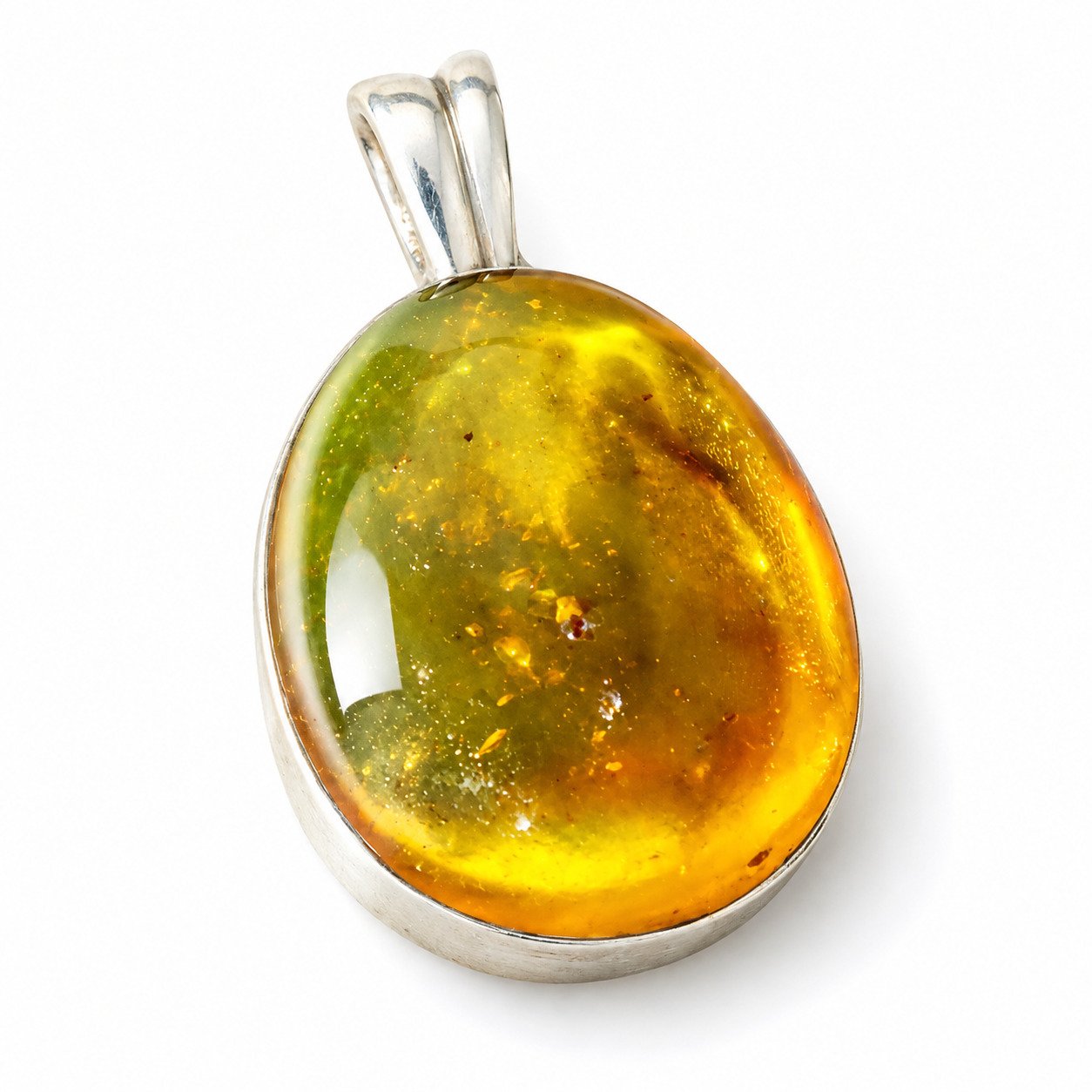 Boutique crafted yellow green Dominican amber sterling silver pendant 4g – photo 2