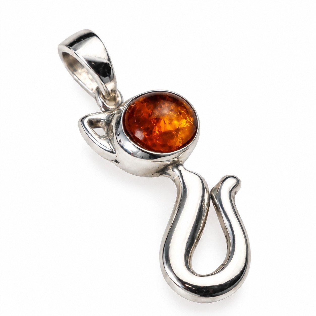 Island crafted light orange Dominican amber sterling silver pendant 4.1g