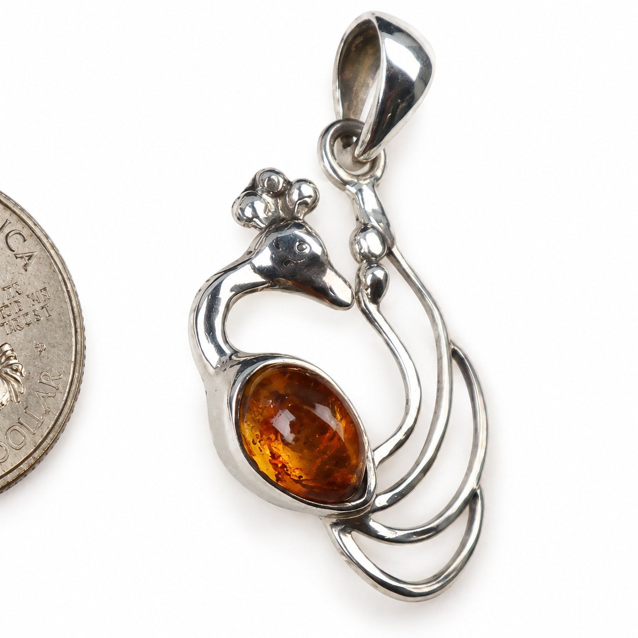 Island crafted dark orange Dominican amber sterling silver pendant 3.8g – photo 4