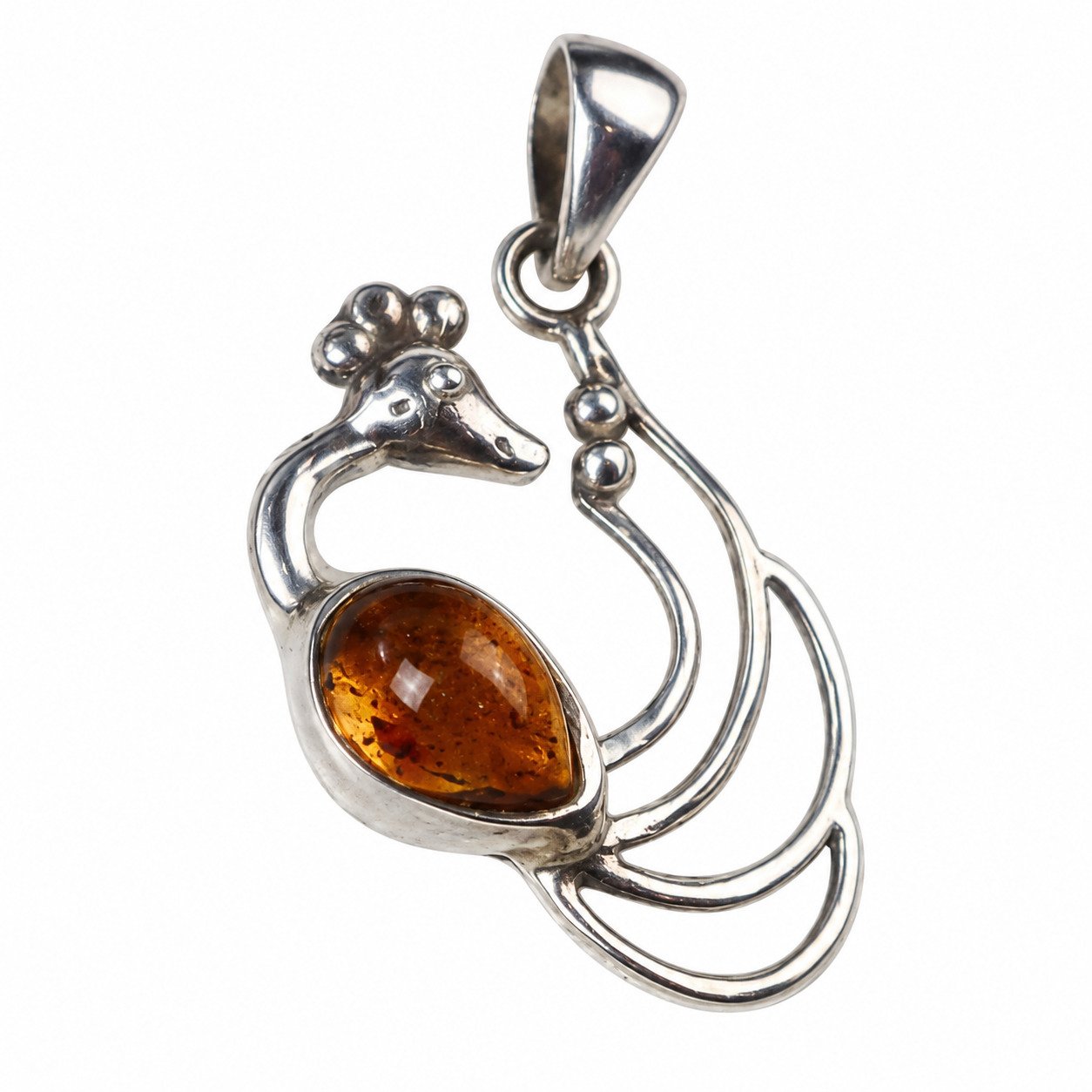 Island crafted dark orange Dominican amber sterling silver pendant 3.8g – photo 5