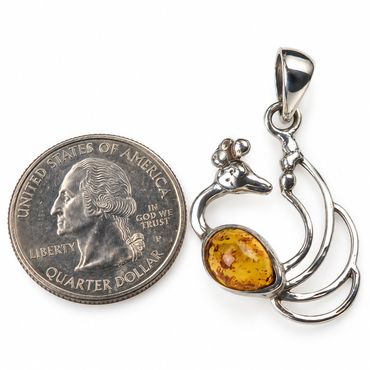 Island crafted dark orange Dominican amber sterling silver pendant 3.8g – photo 6