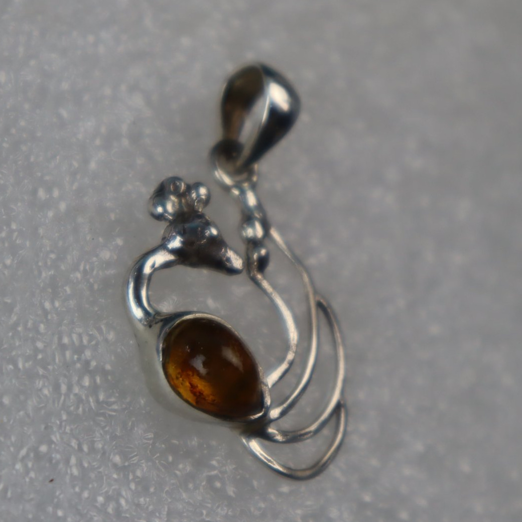 Island crafted dark orange Dominican amber sterling silver pendant 3.8g – photo 7