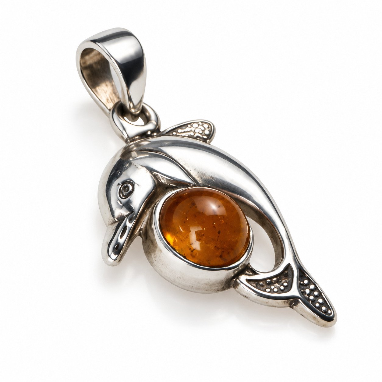 Island crafted dark orange Dominican amber sterling silver pendant 4.3g