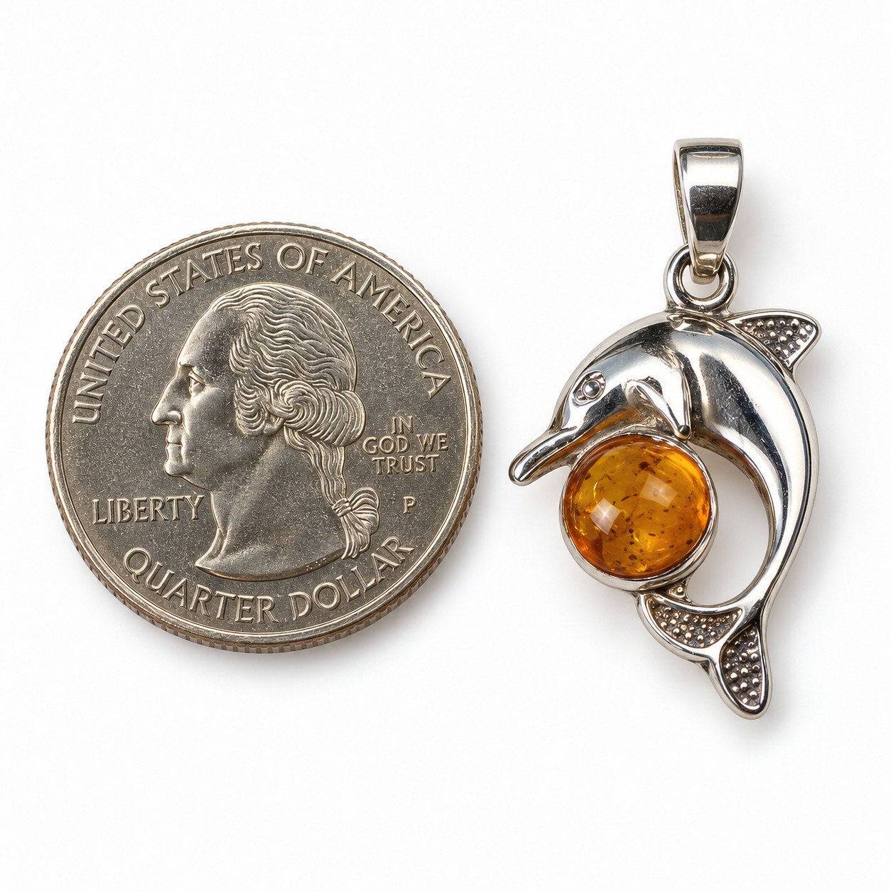 Island crafted dark orange Dominican amber sterling silver pendant 4.3g – photo 3