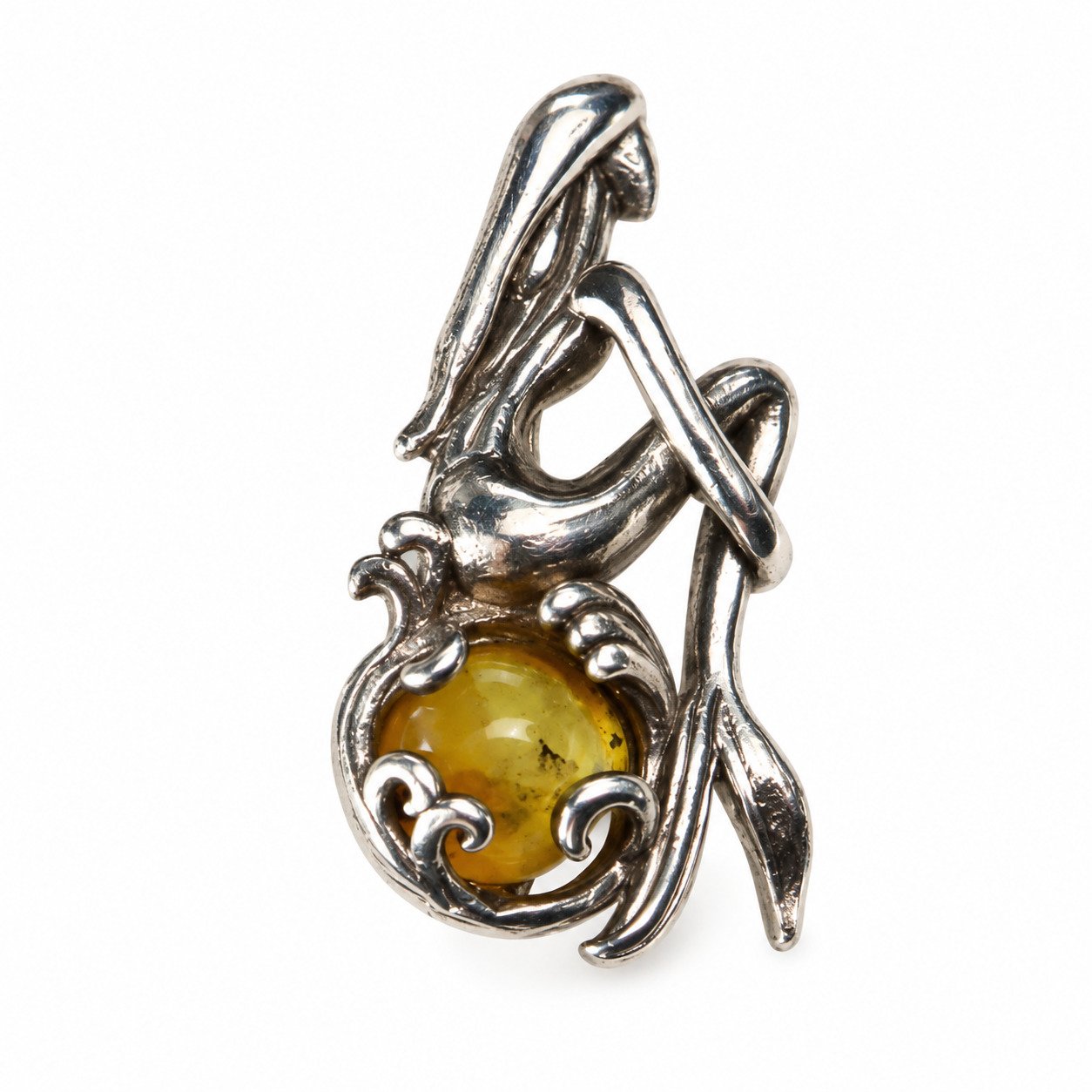 Island crafted yellow orange Dominican amber sterling silver pendant 2.6g – photo 4