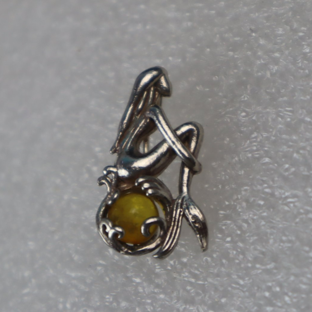 Island crafted yellow orange Dominican amber sterling silver pendant 2.6g – photo 5