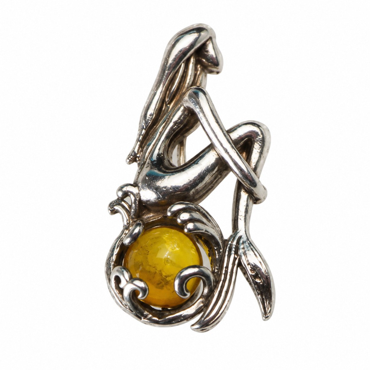 Island crafted yellow orange Dominican amber sterling silver pendant 2.6g – photo 6