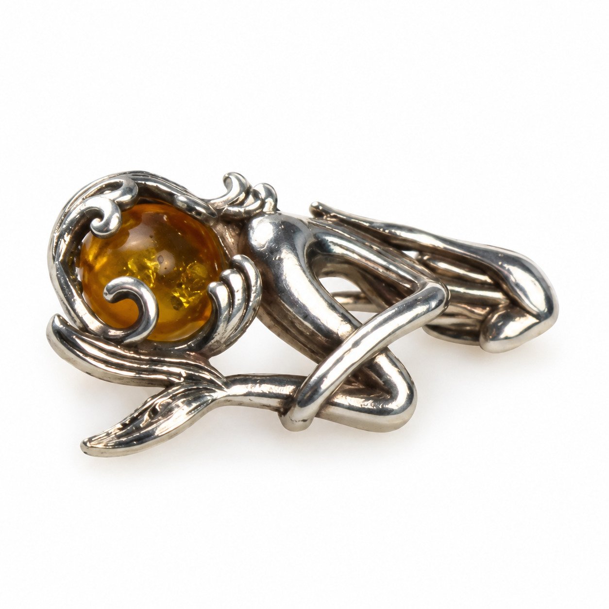 Island crafted yellow orange Dominican amber sterling silver pendant 2.6g – photo 7