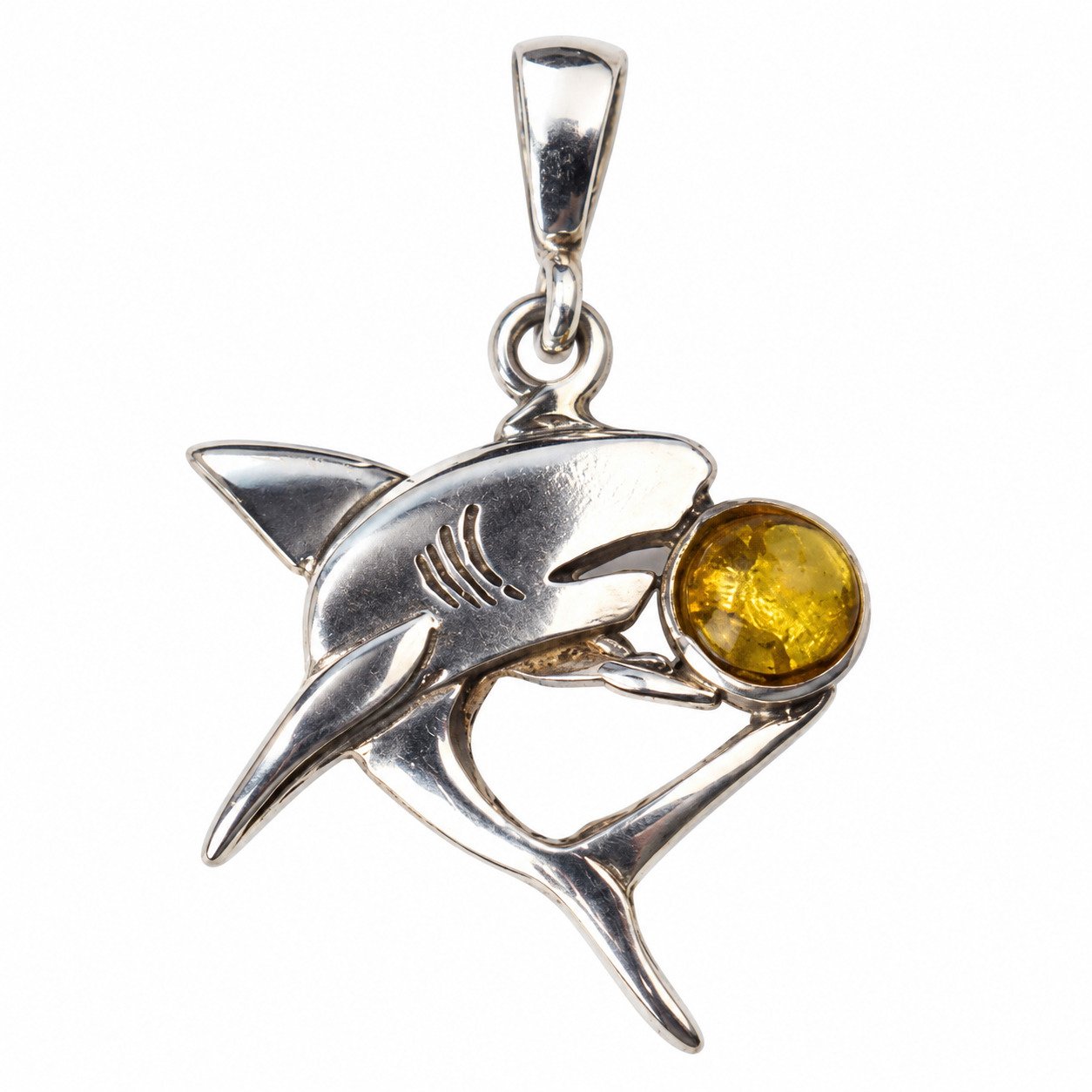 Island crafted yellow orange Dominican amber sterling silver pendant 2.7g