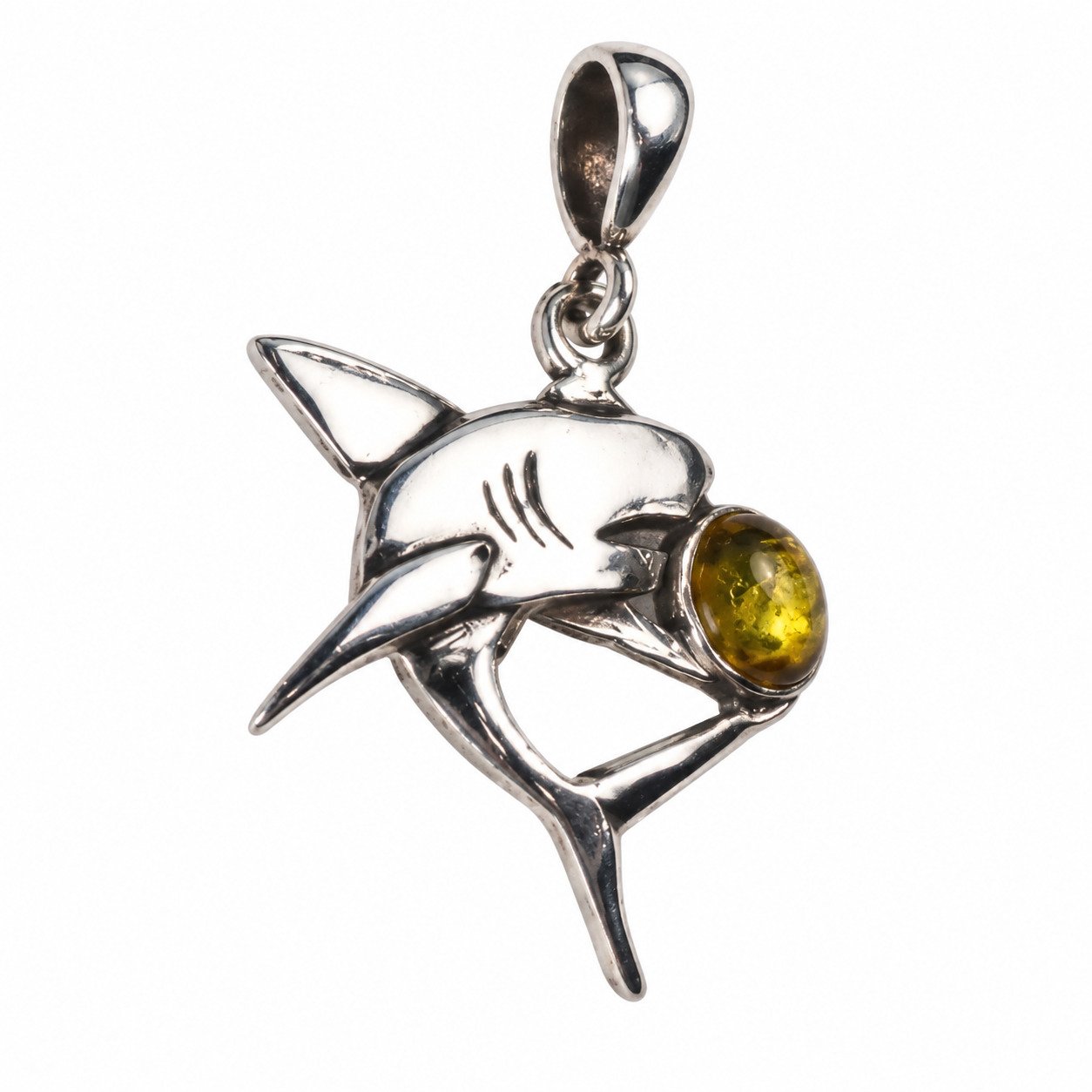 Island crafted yellow orange Dominican amber sterling silver pendant 2.7g – photo 2