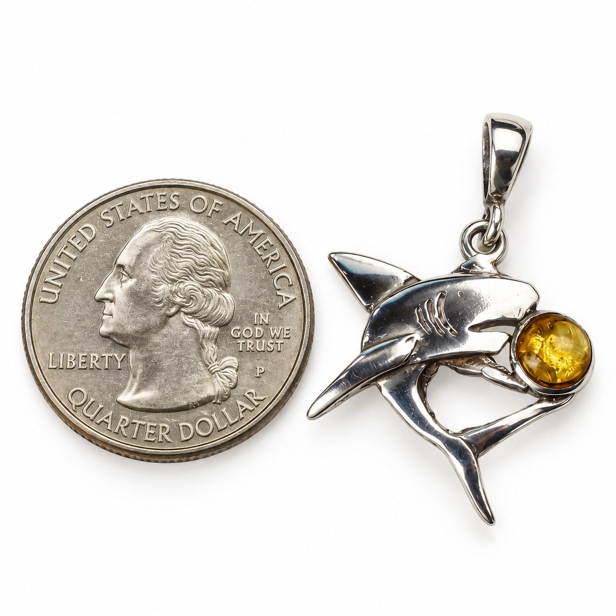 Island crafted yellow orange Dominican amber sterling silver pendant 2.7g – photo 3