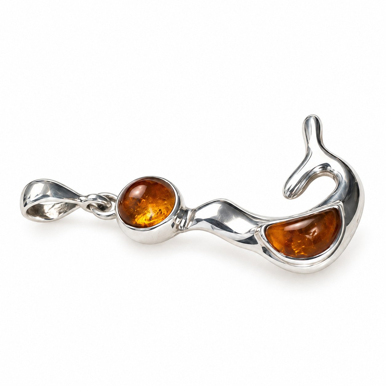 Island crafted yellow orange Dominican amber sterling silver pendant 4g – photo 4
