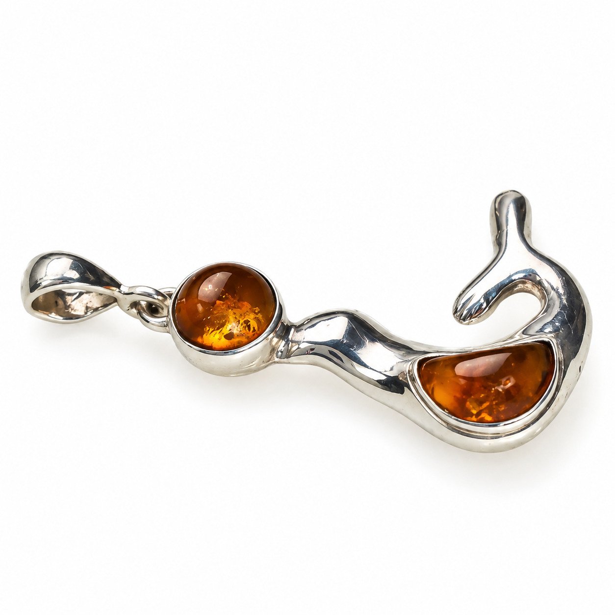 Island crafted yellow orange Dominican amber sterling silver pendant 4g – photo 5