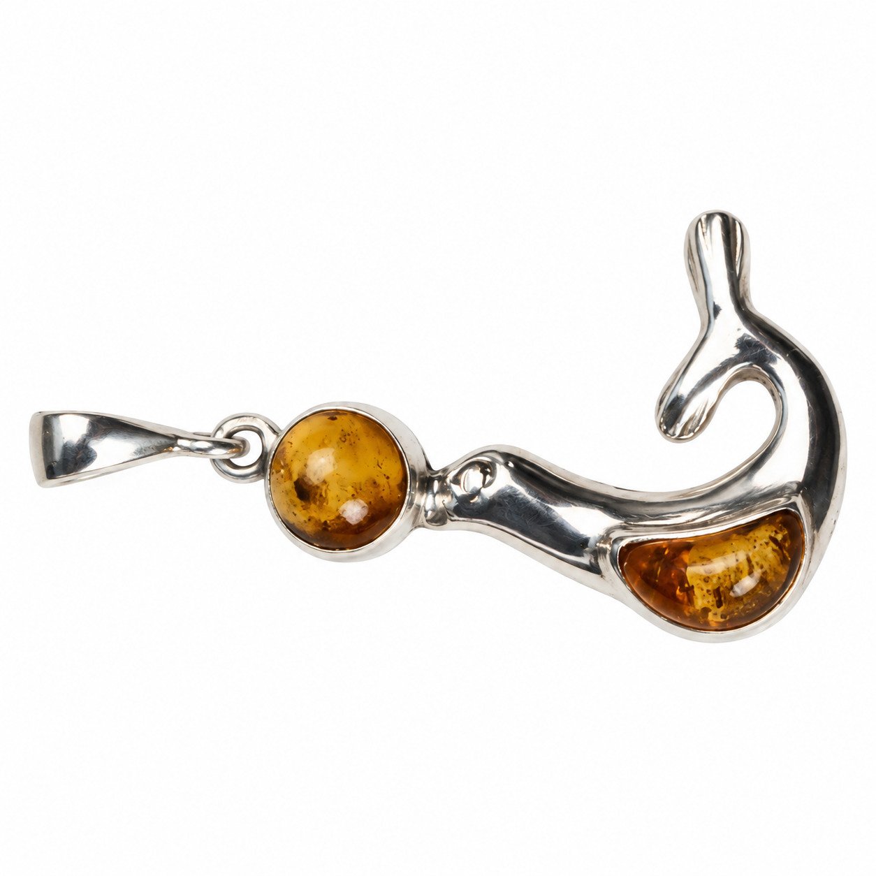 Island crafted yellow orange Dominican amber sterling silver pendant 4g – photo 7