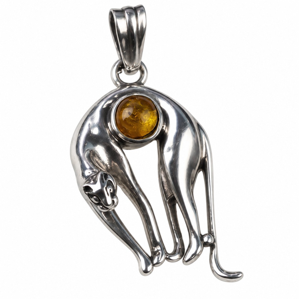 Island crafted yellow orange Dominican amber sterling silver pendant 5.9g