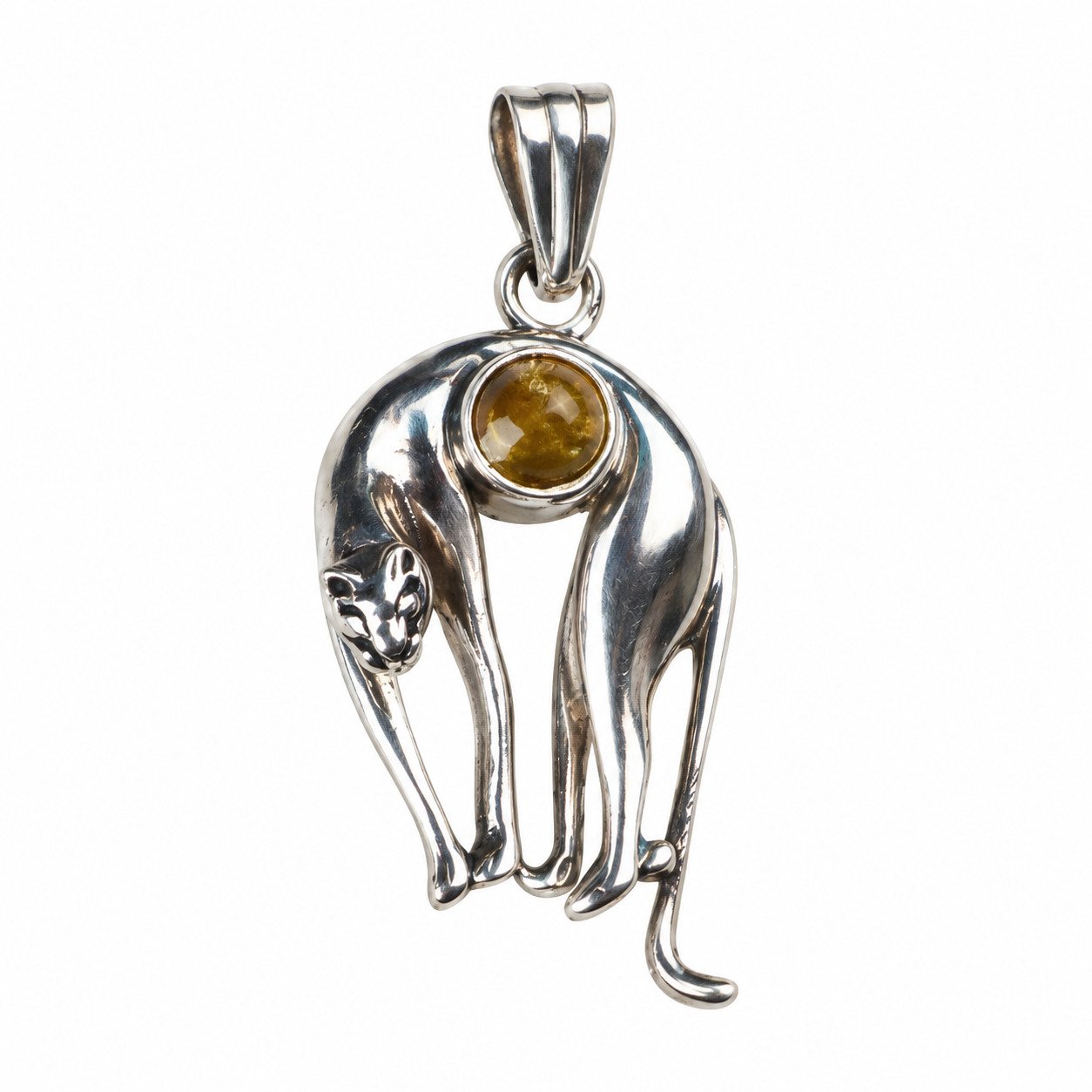 Island crafted yellow orange Dominican amber sterling silver pendant 5.9g – photo 2