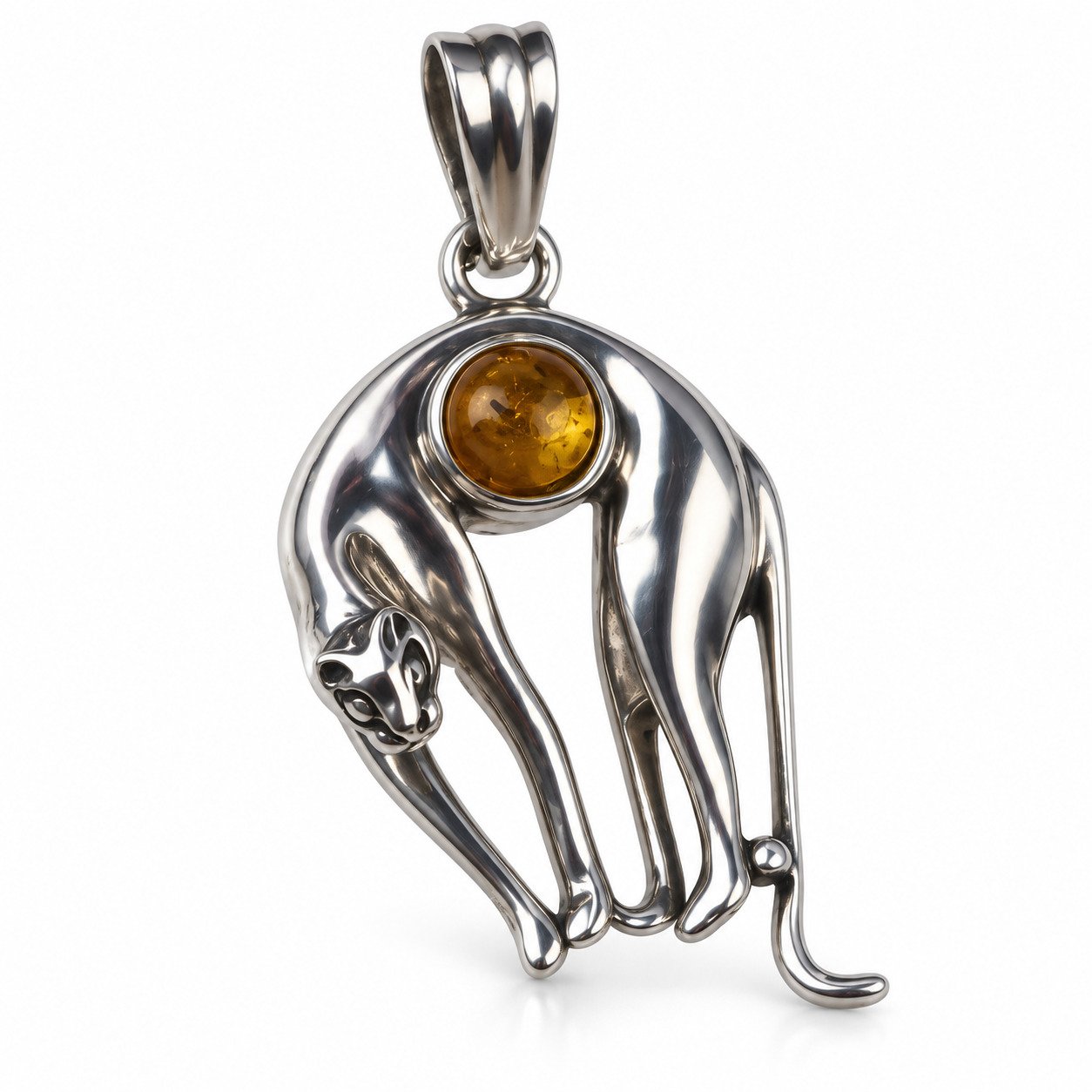 Island crafted yellow orange Dominican amber sterling silver pendant 5.9g – photo 6