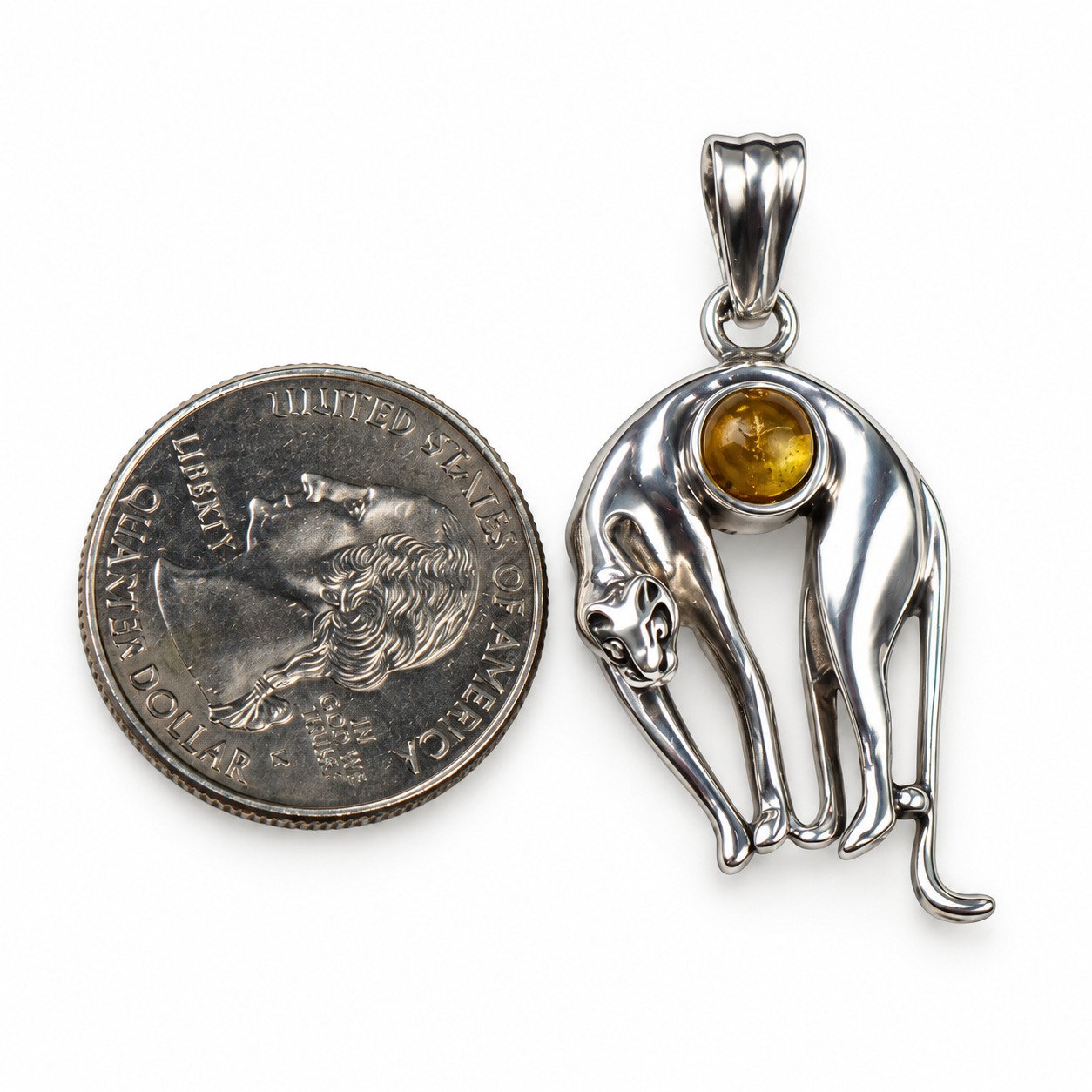 Island crafted yellow orange Dominican amber sterling silver pendant 5.9g – photo 7