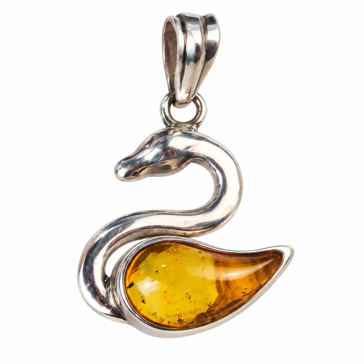 Island crafted yellow orange Dominican amber sterling silver pendant 3.4g