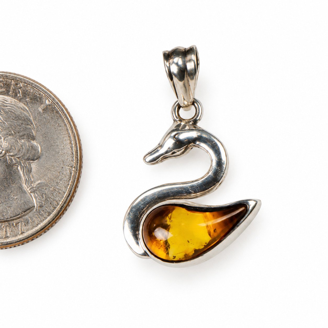 Island crafted yellow orange Dominican amber sterling silver pendant 3.4g – photo 5