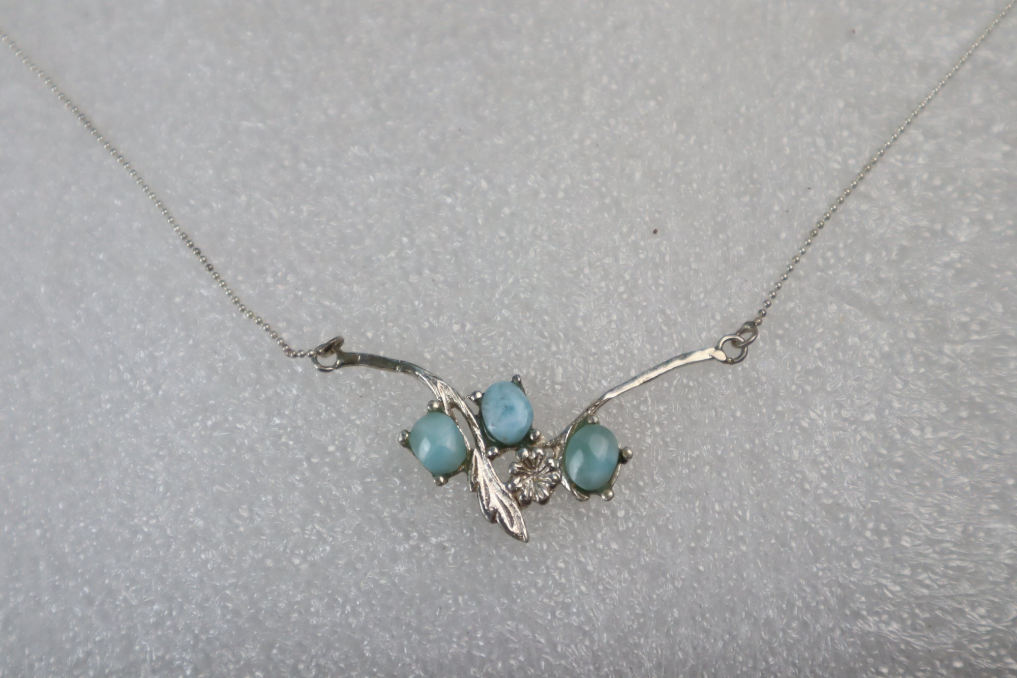 Handcrafted light blue Dominican Larimar sterling silver necklace 4.8g – photo 2