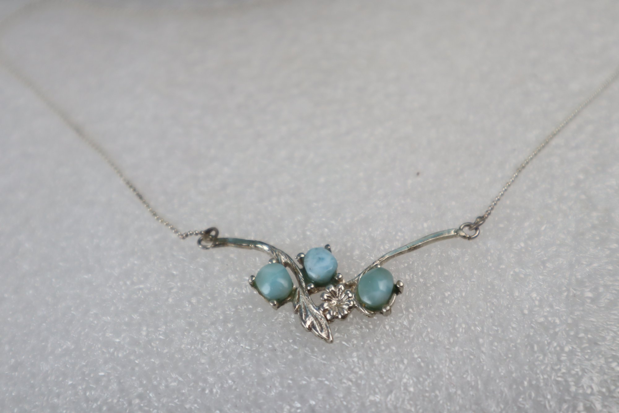 Handcrafted light blue Dominican Larimar sterling silver necklace 4.8g – photo 4