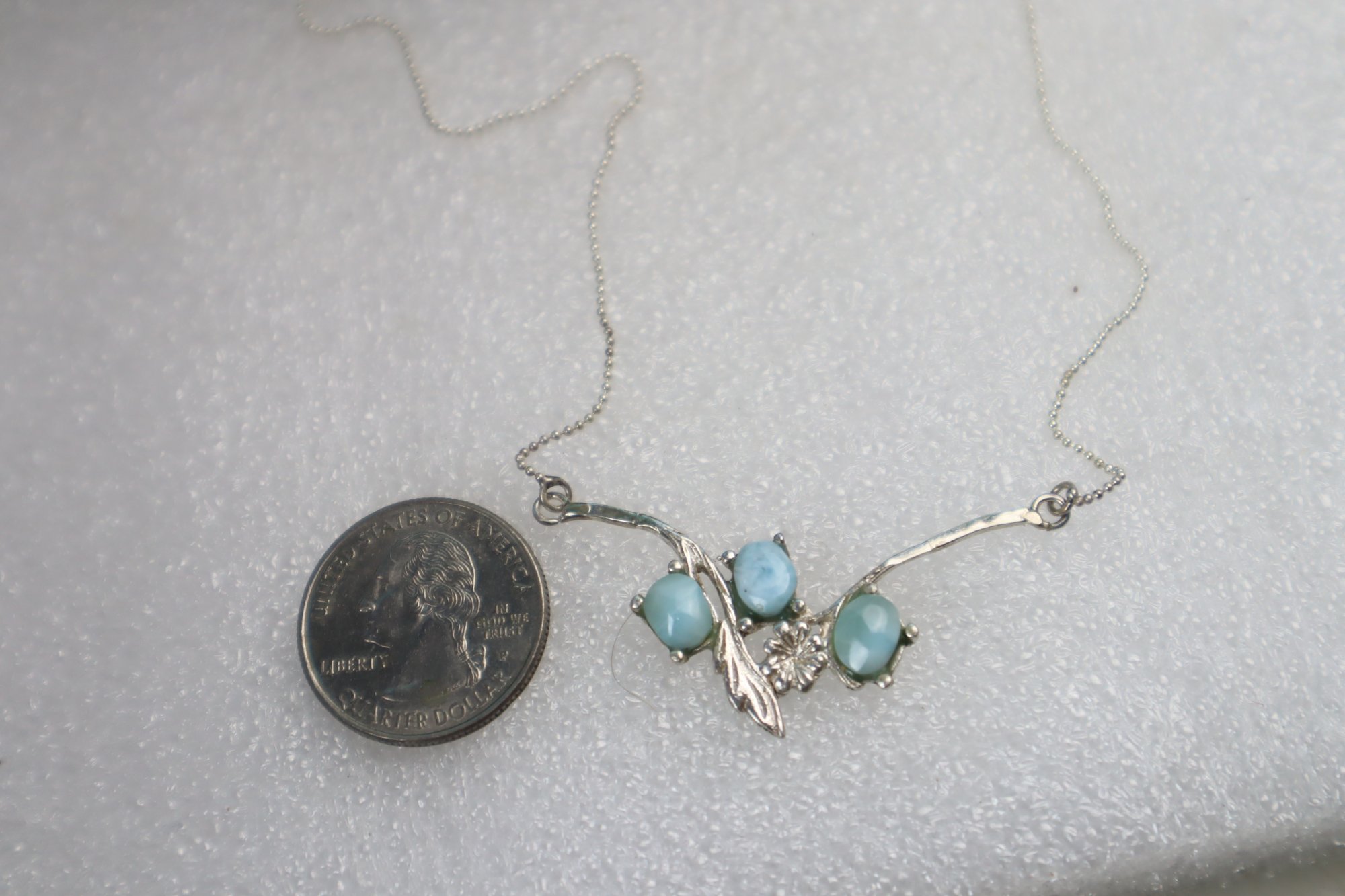 Handcrafted light blue Dominican Larimar sterling silver necklace 4.8g – photo 6