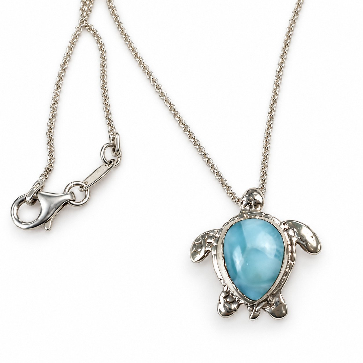 Handcrafted sky blue Dominican Larimar sterling silver necklace 8.4g – photo 5