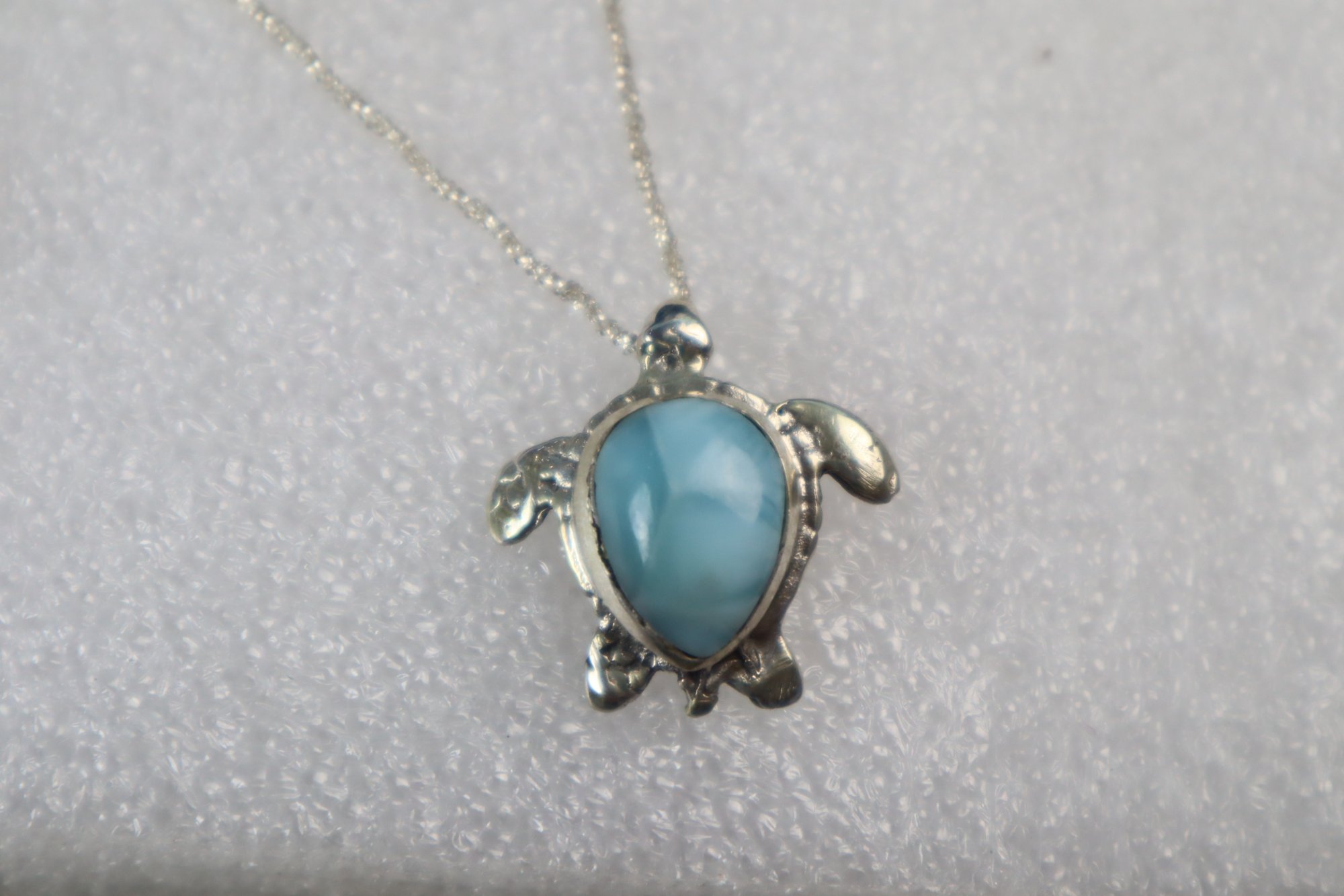 Handcrafted sky blue Dominican Larimar sterling silver necklace 8.4g – photo 6