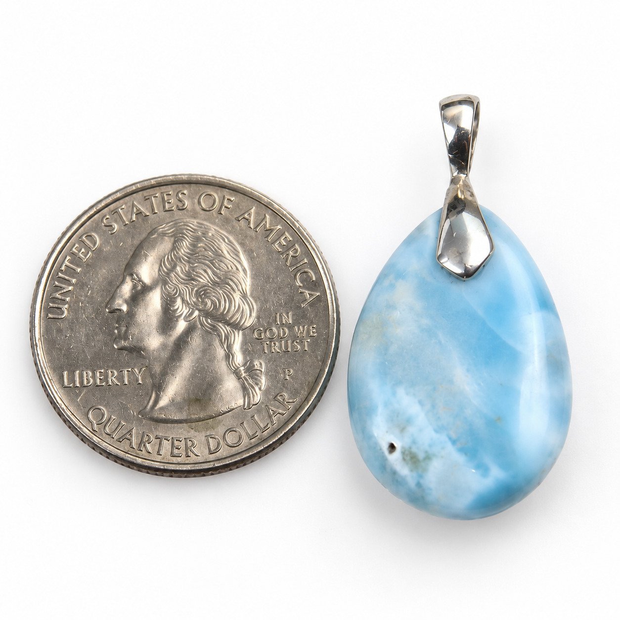 Handcrafted sky blue Dominican Larimar sterling silver pendant 5.7g – photo 3