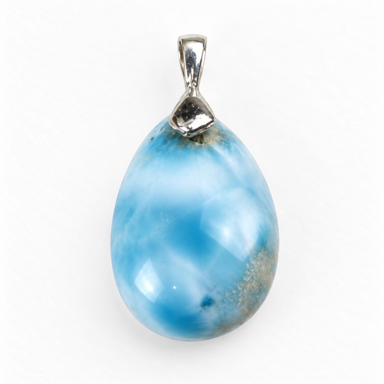 Handcrafted sky blue Dominican Larimar sterling silver pendant 5.7g – photo 4