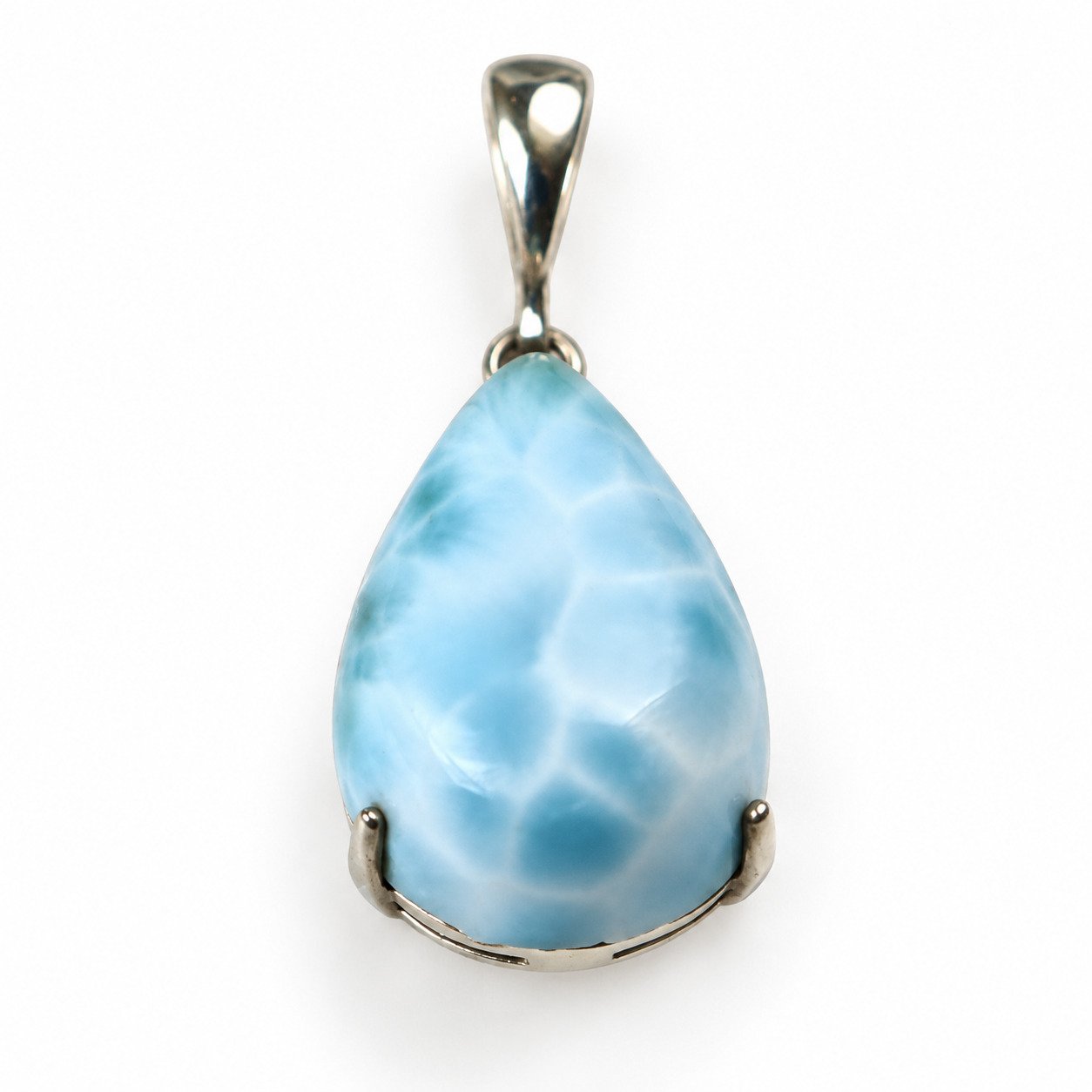 Handmade sky blue Dominican Larimar sterling silver pendant 5g