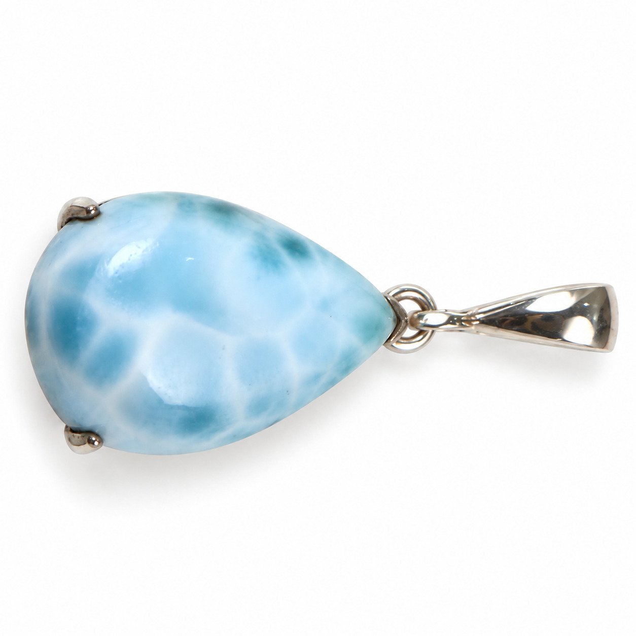 Handmade sky blue Dominican Larimar sterling silver pendant 5g – photo 3