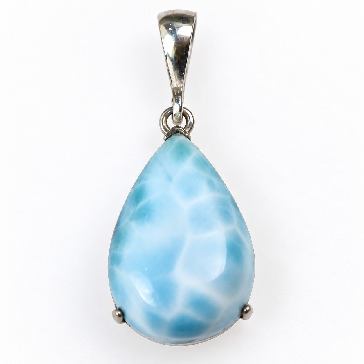 Handmade sky blue Dominican Larimar sterling silver pendant 5g – photo 7