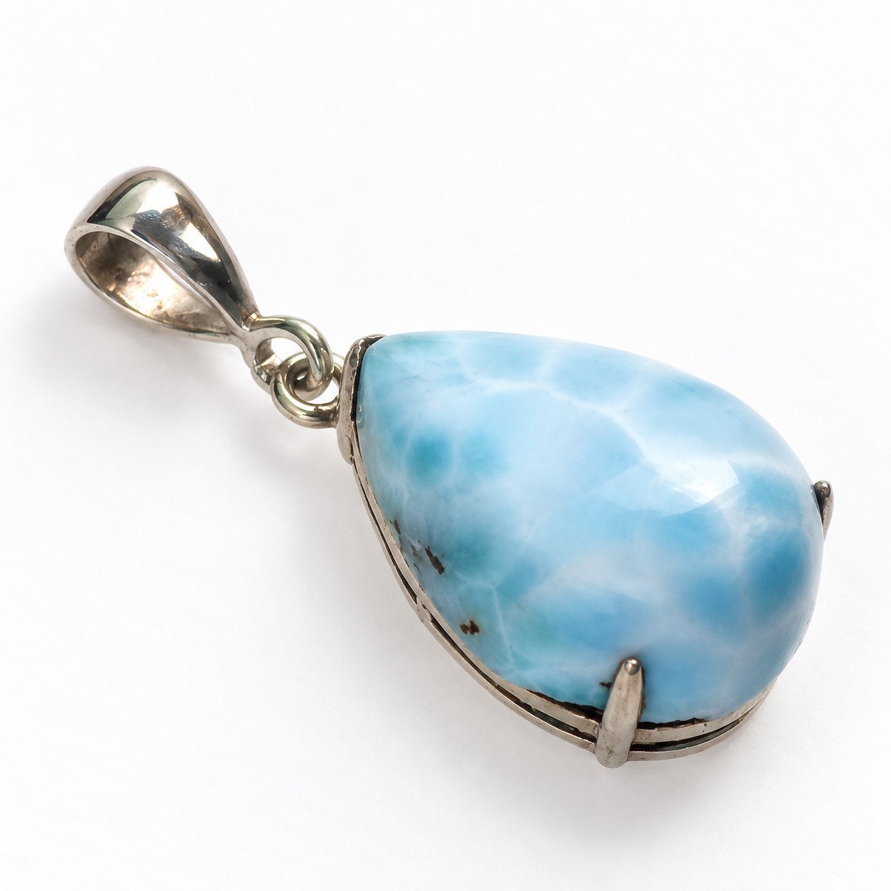 Handmade sky blue Dominican Larimar sterling silver pendant 5g – photo 8