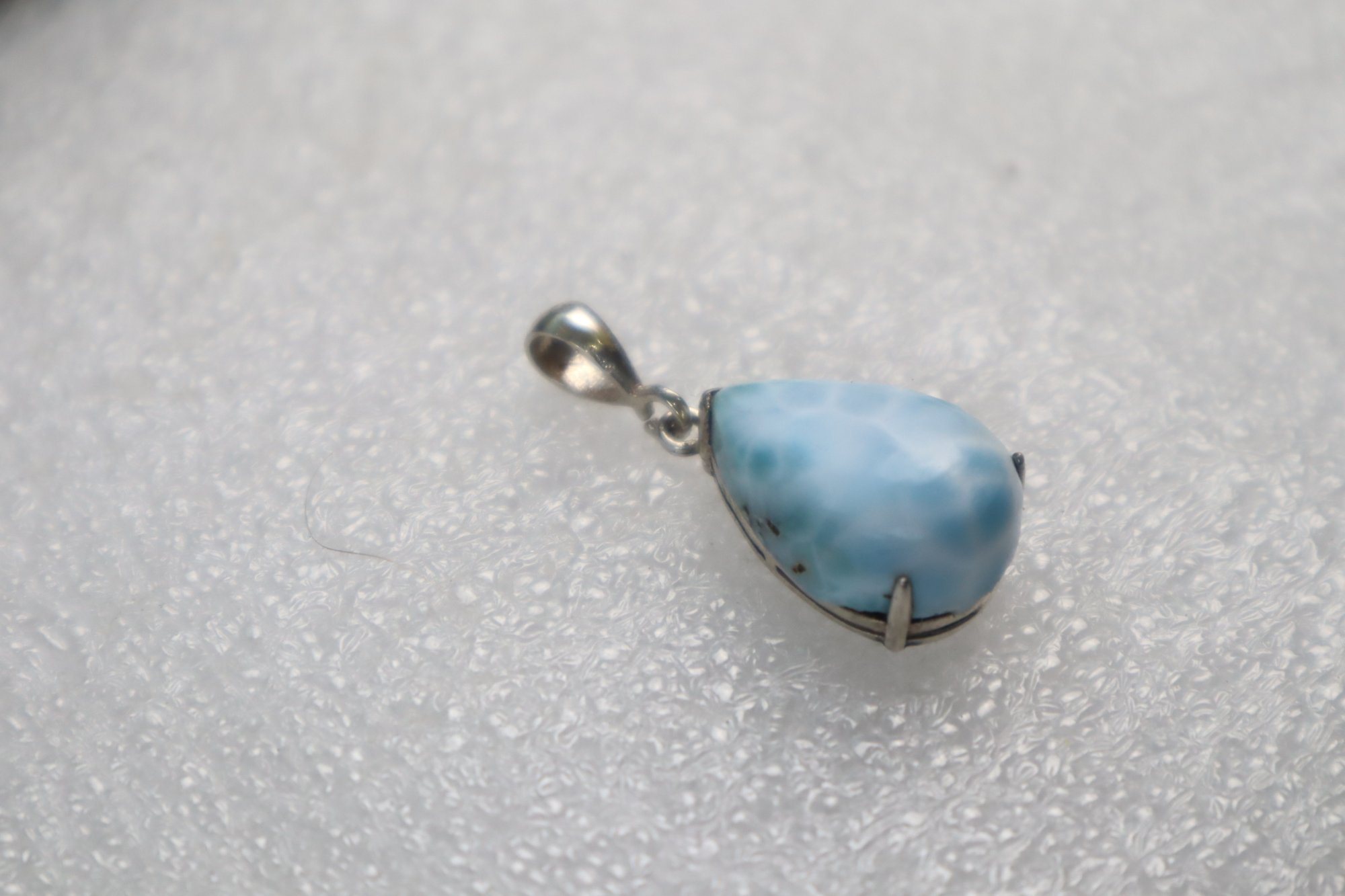 Handmade sky blue Dominican Larimar sterling silver pendant 5g – photo 9