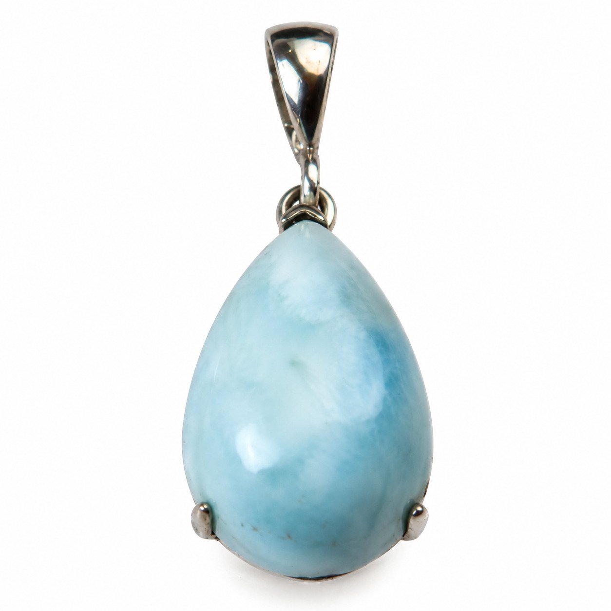 Handmade light blue Dominican Larimar sterling silver pendant 6g