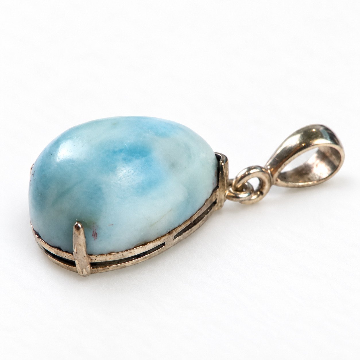 Handmade light blue Dominican Larimar sterling silver pendant 6g – photo 2