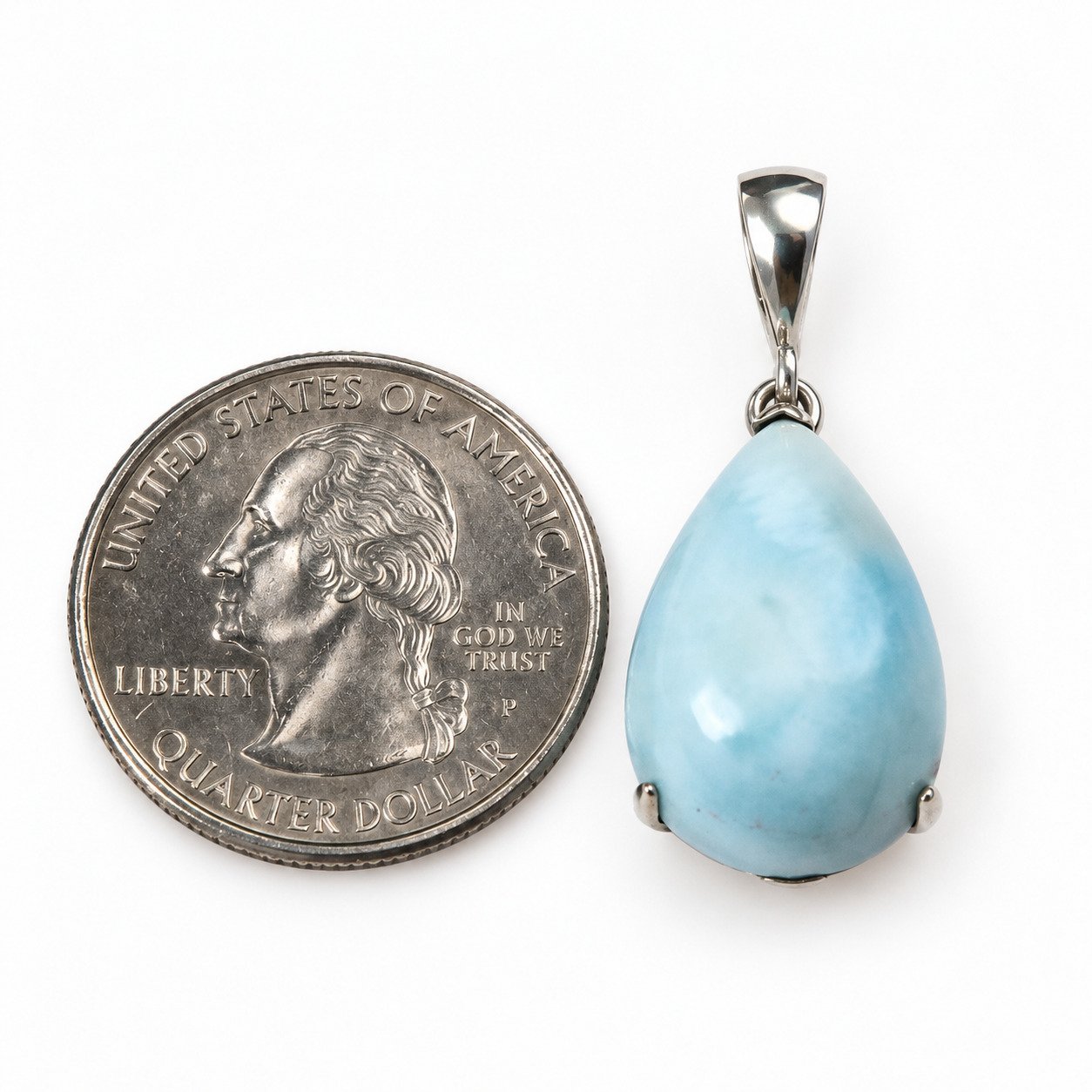 Handmade light blue Dominican Larimar sterling silver pendant 6g – photo 3