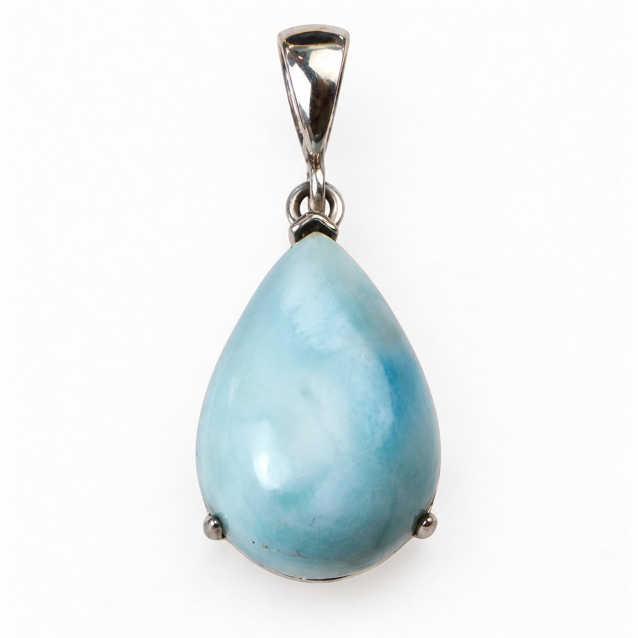 Handmade light blue Dominican Larimar sterling silver pendant 6g – photo 6