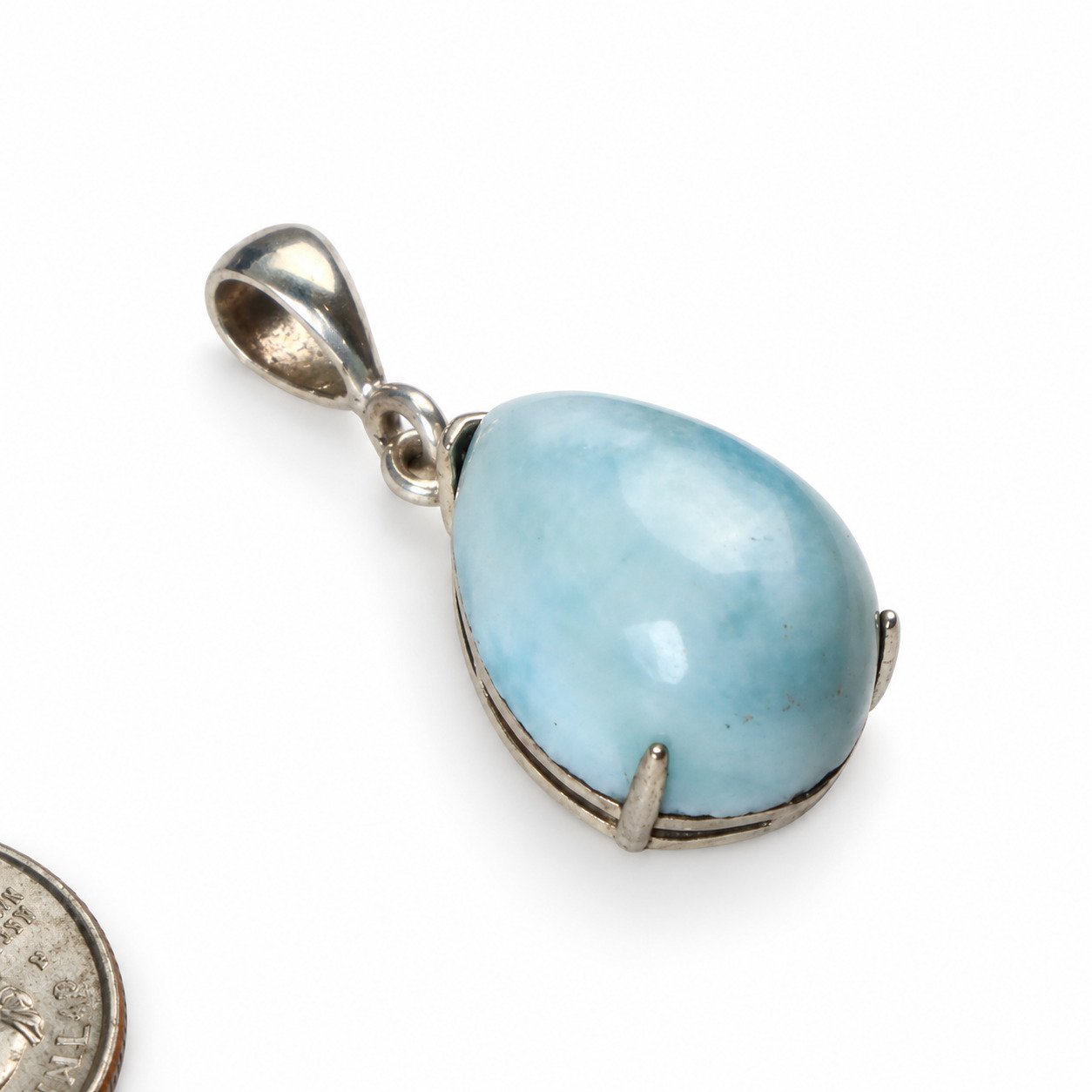 Handmade light blue Dominican Larimar sterling silver pendant 6g – photo 7