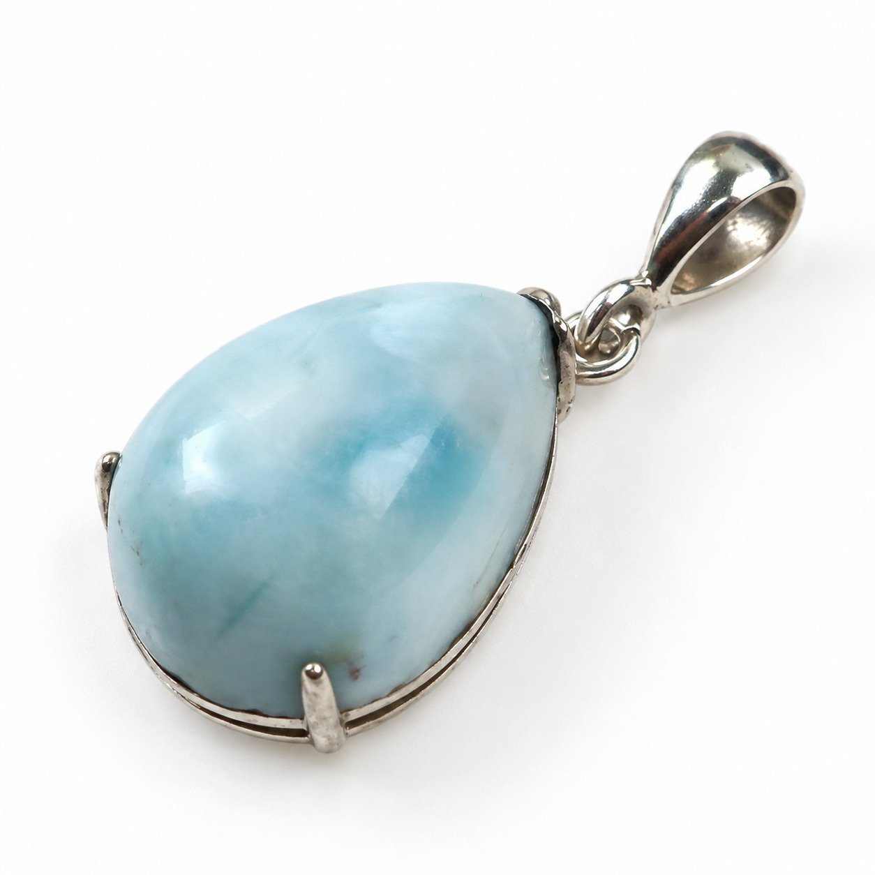 Handmade light blue Dominican Larimar sterling silver pendant 6g – photo 8