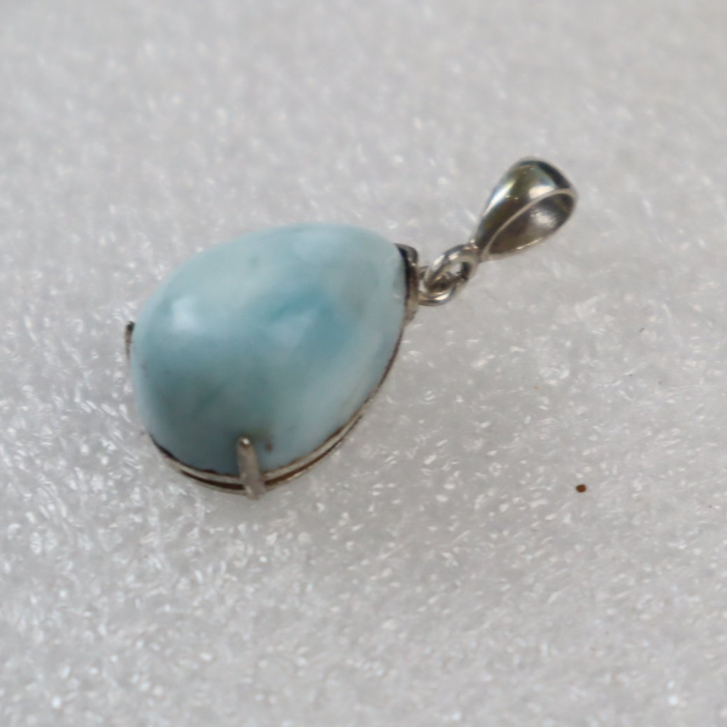 Handmade light blue Dominican Larimar sterling silver pendant 6g – photo 9