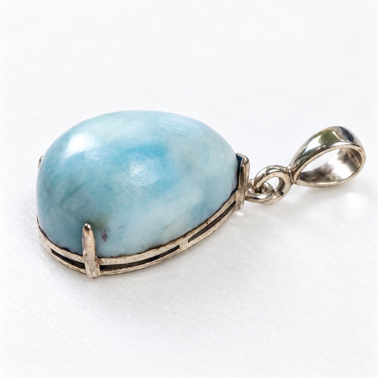 Handmade light blue Dominican Larimar sterling silver pendant 6g – photo 10