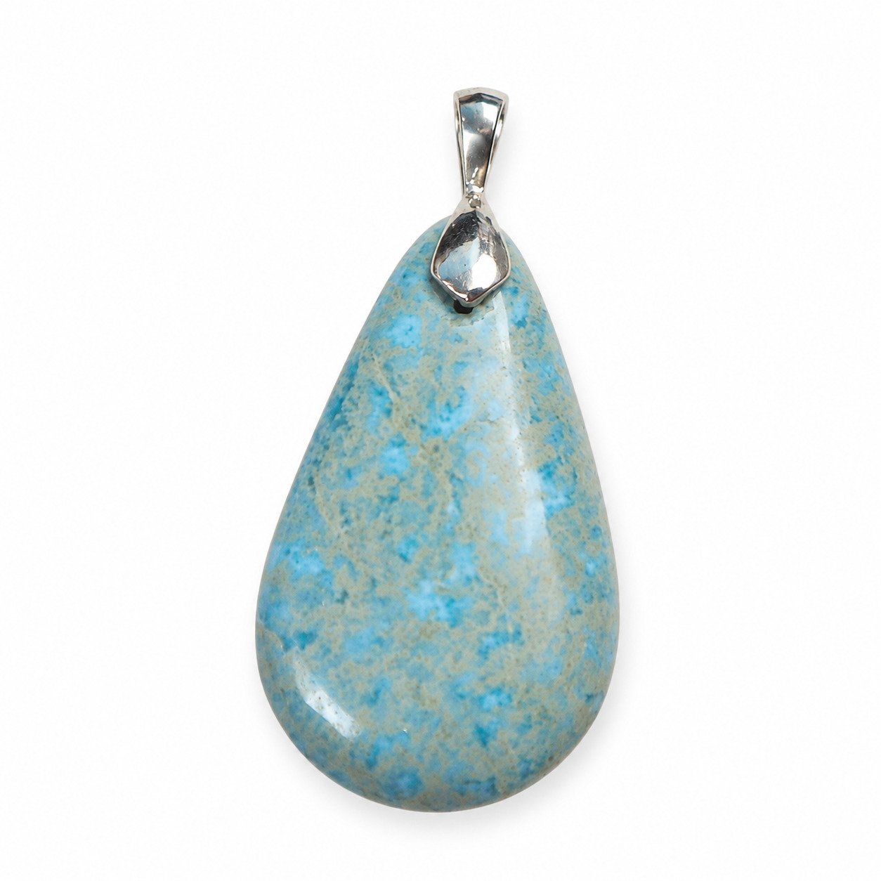 Artisan crafted gray blue Dominican Larimar sterling silver pendant 8.1g